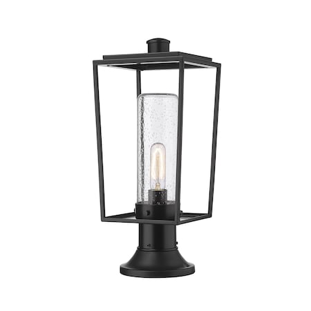 Z-Lite Sheridan 1 Light Outdoor Pier Mounted Fixture, Black And Seedy 594PHMR-553PM-BK